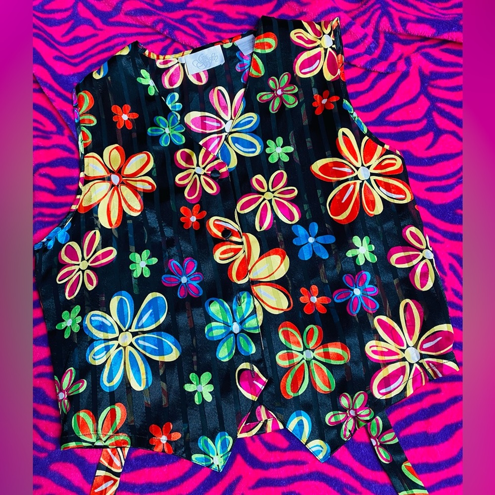 Colorful flower vintage vest